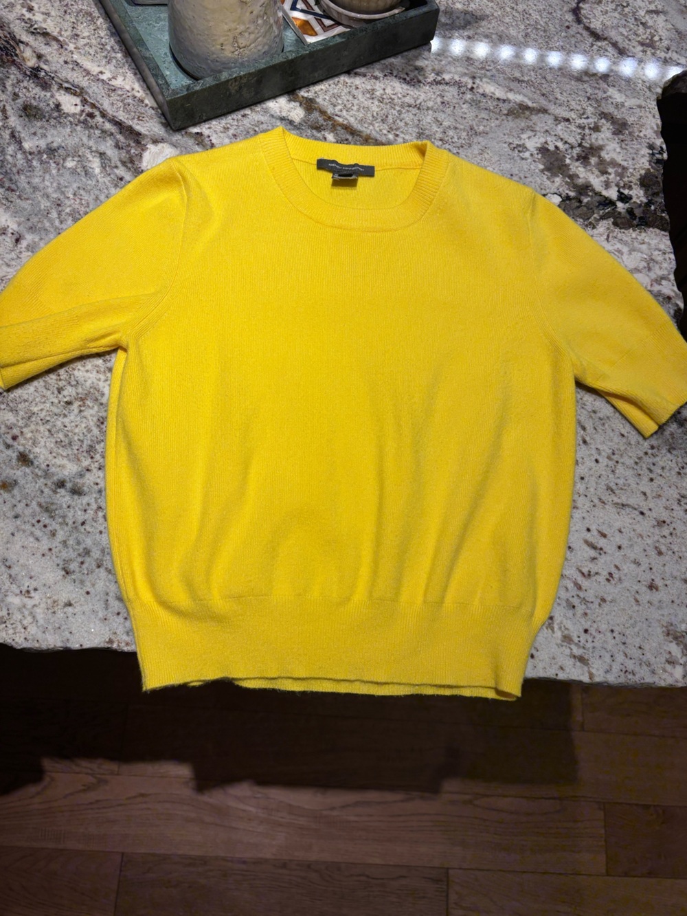 French Connection Bright Yellow Short Sleeve Sweater